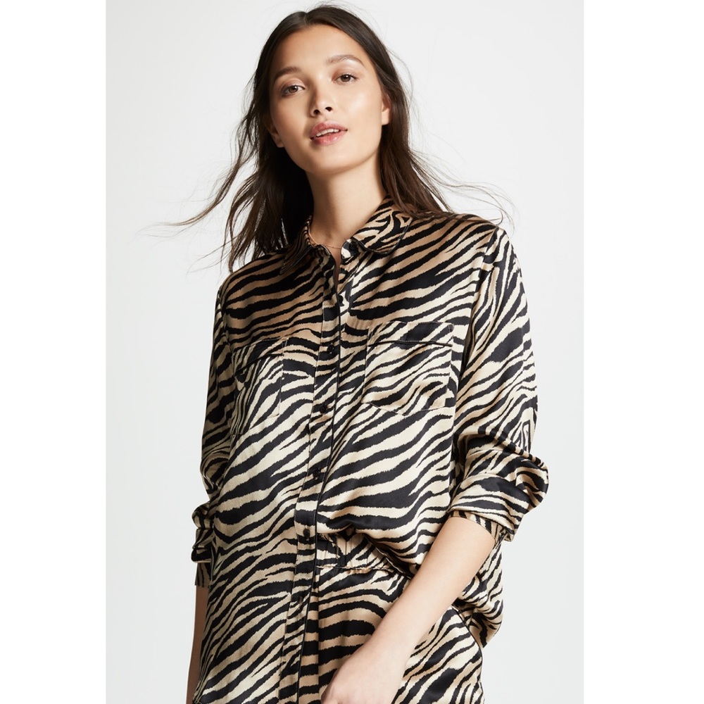 Anine Bing “Vivienne” Silk Shirt in Tiger